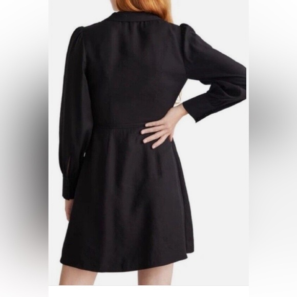 Nwt & Other Stories Black Collared True Wrap Mini Dress Long Sleeves Wom… - Picture 7 of 8